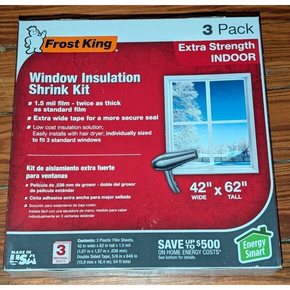 Frost King Other - Frost King Indoor Window Insulation Shrink Kit 3 Pack 42 x 62 Extra Strength NIB
